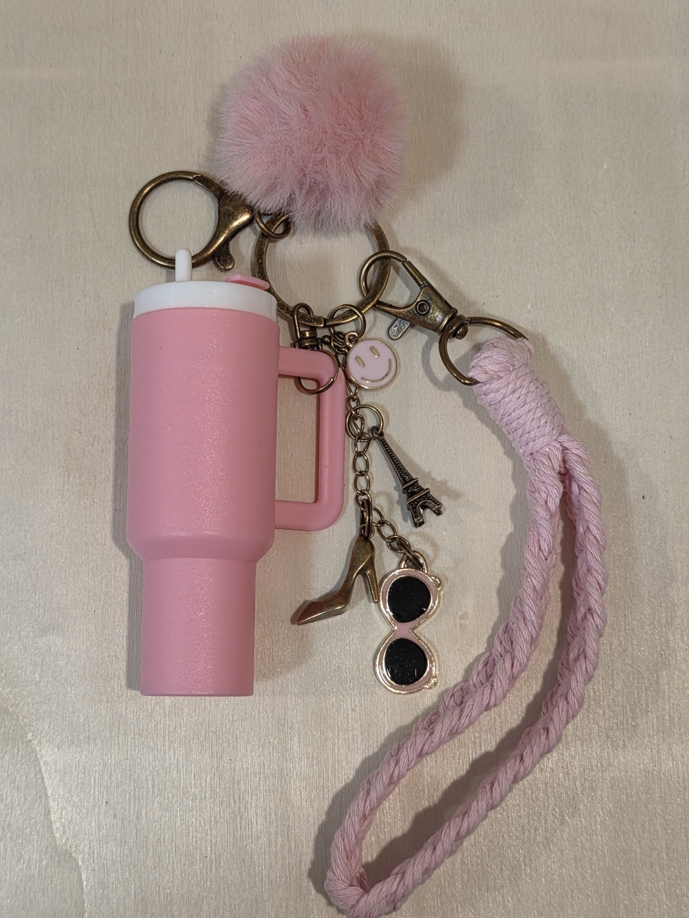 NWT Stanley Style Pink Tumbler Cup Bag Charm Multi Keychain